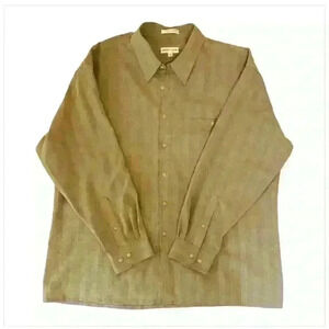 Pierre Cardin Men's 2XL Tan/Black Long Sleeve Button-Up Shirt Casual